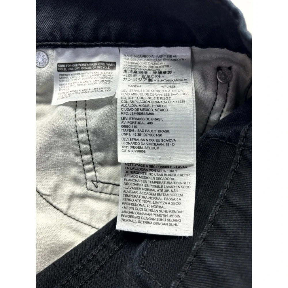 Levi's 513 Slim Fit Jeans Mens 34x30 Black Dark Wash Denim Mid Rise Straight Leg